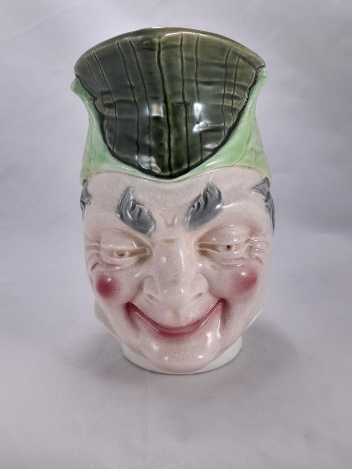 French Sarreguemines Character Jug “The Jester”