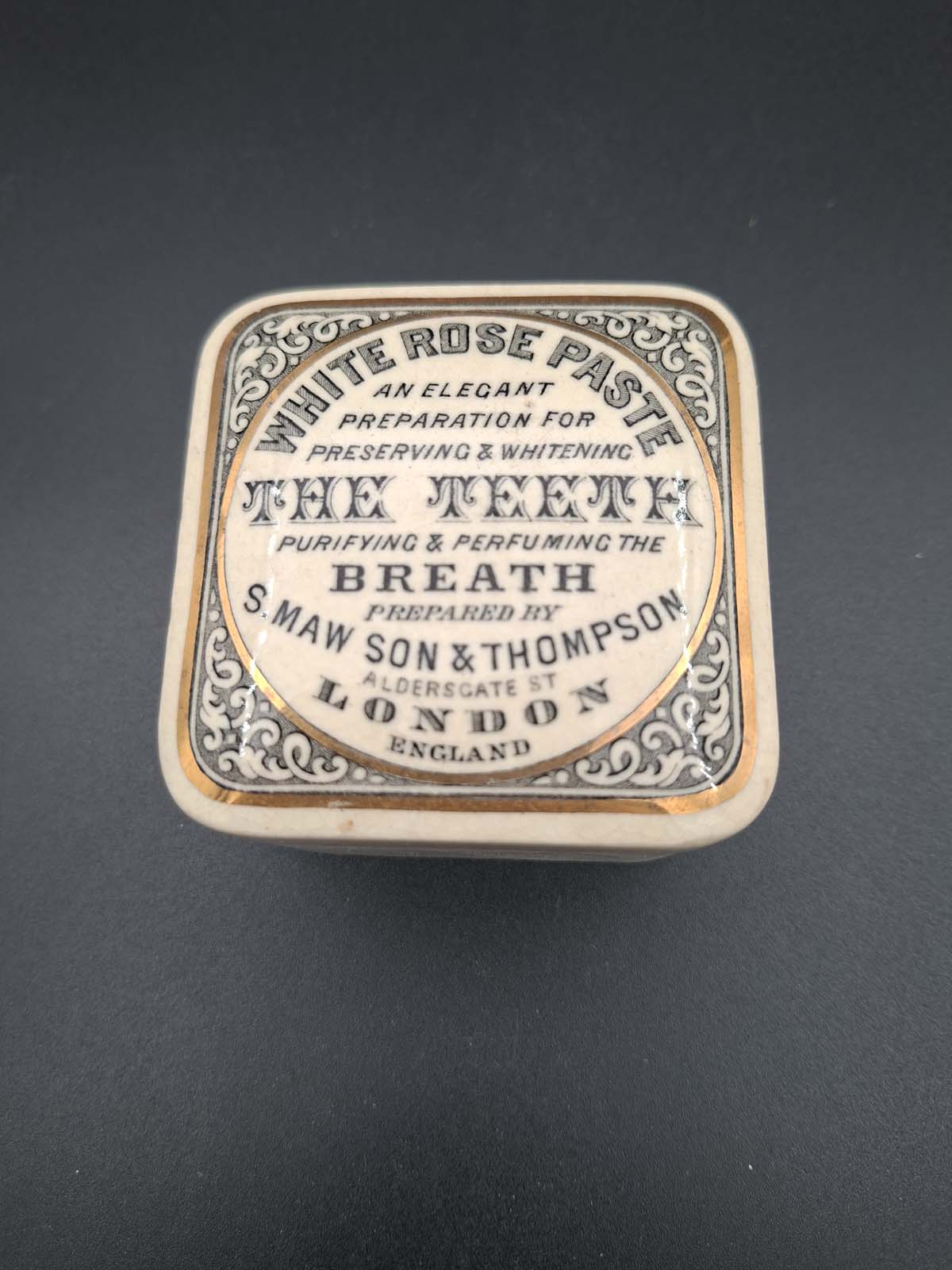 White Rose Paste Pot Lid & Base