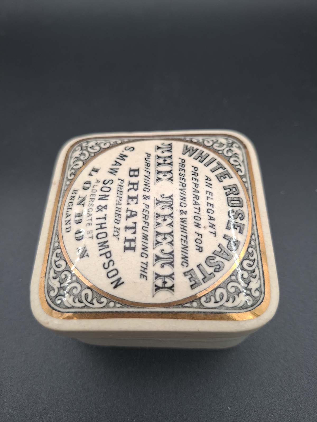 White Rose Paste Pot Lid & Base - Image 2