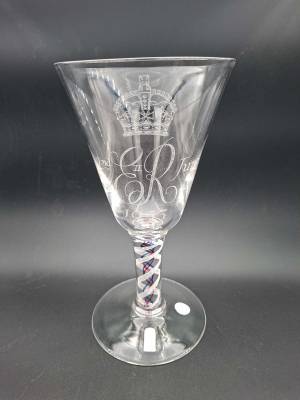 Whitefriars Air Twist QEII Coronation Goblet
