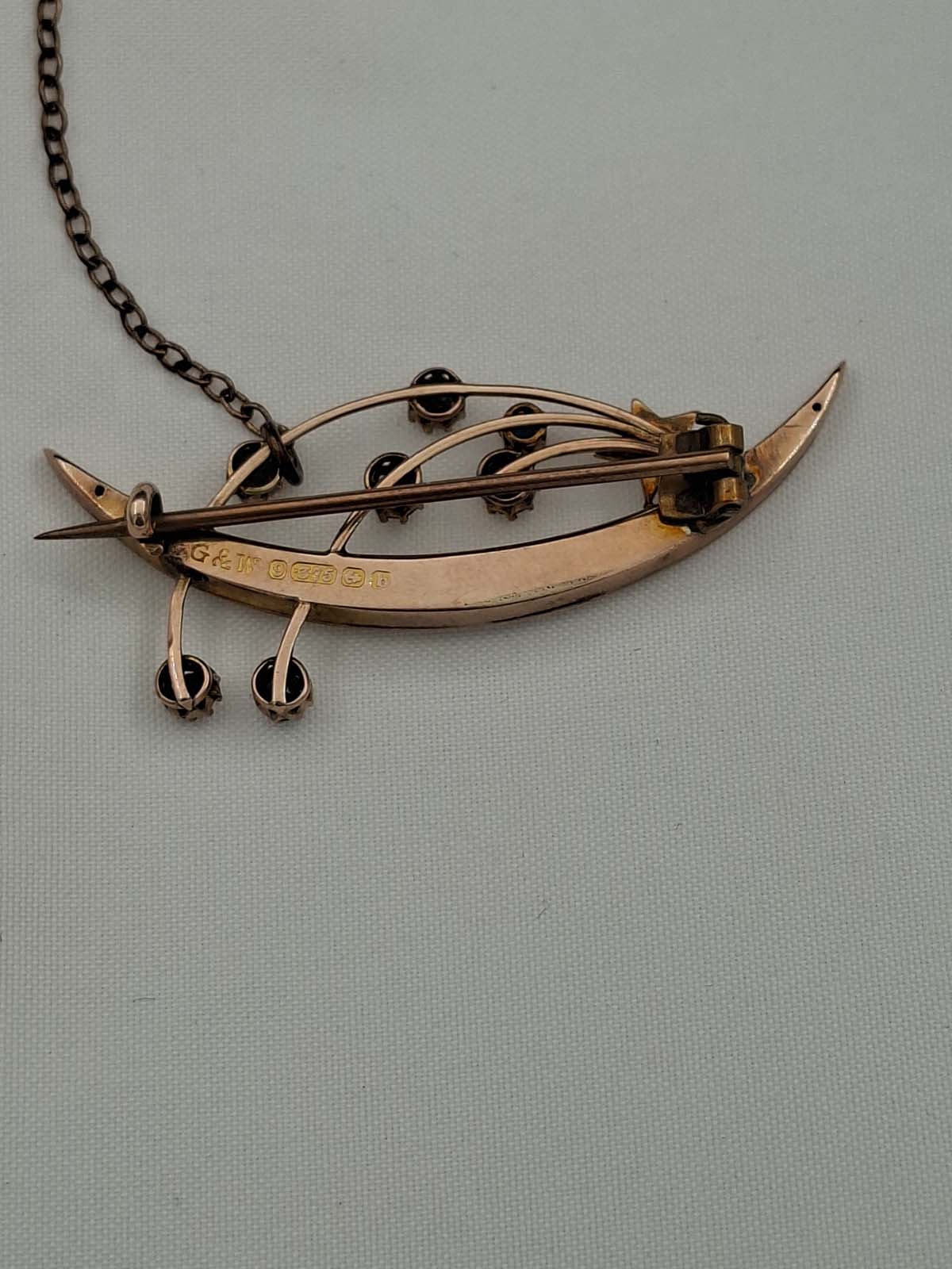 9ct Seed Pearl & Blue Stone Shooting Star Brooch - Image 5