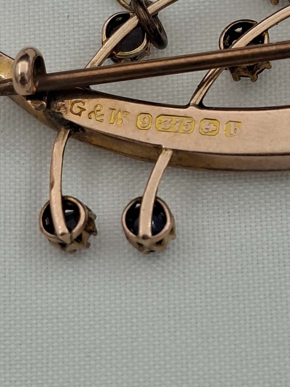 9ct Seed Pearl & Blue Stone Shooting Star Brooch - Image 6