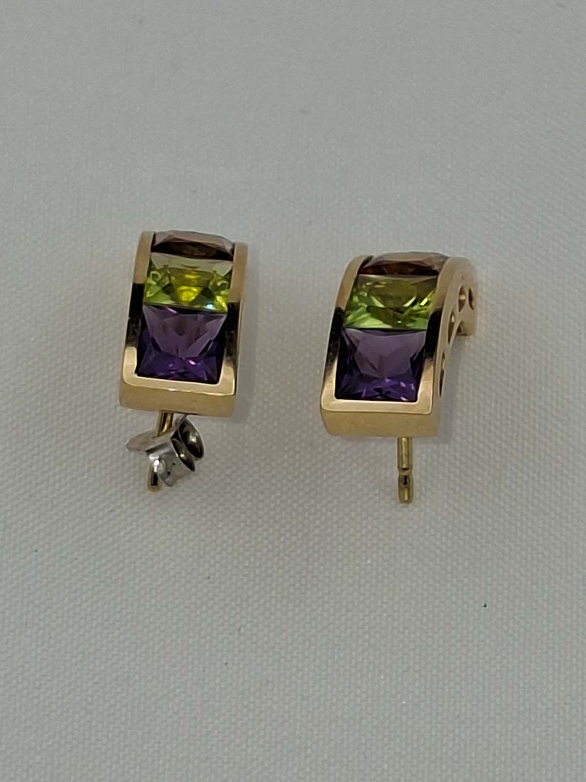 18ct Gold Multistone Stud Earrings (With Valuation) - Image 3