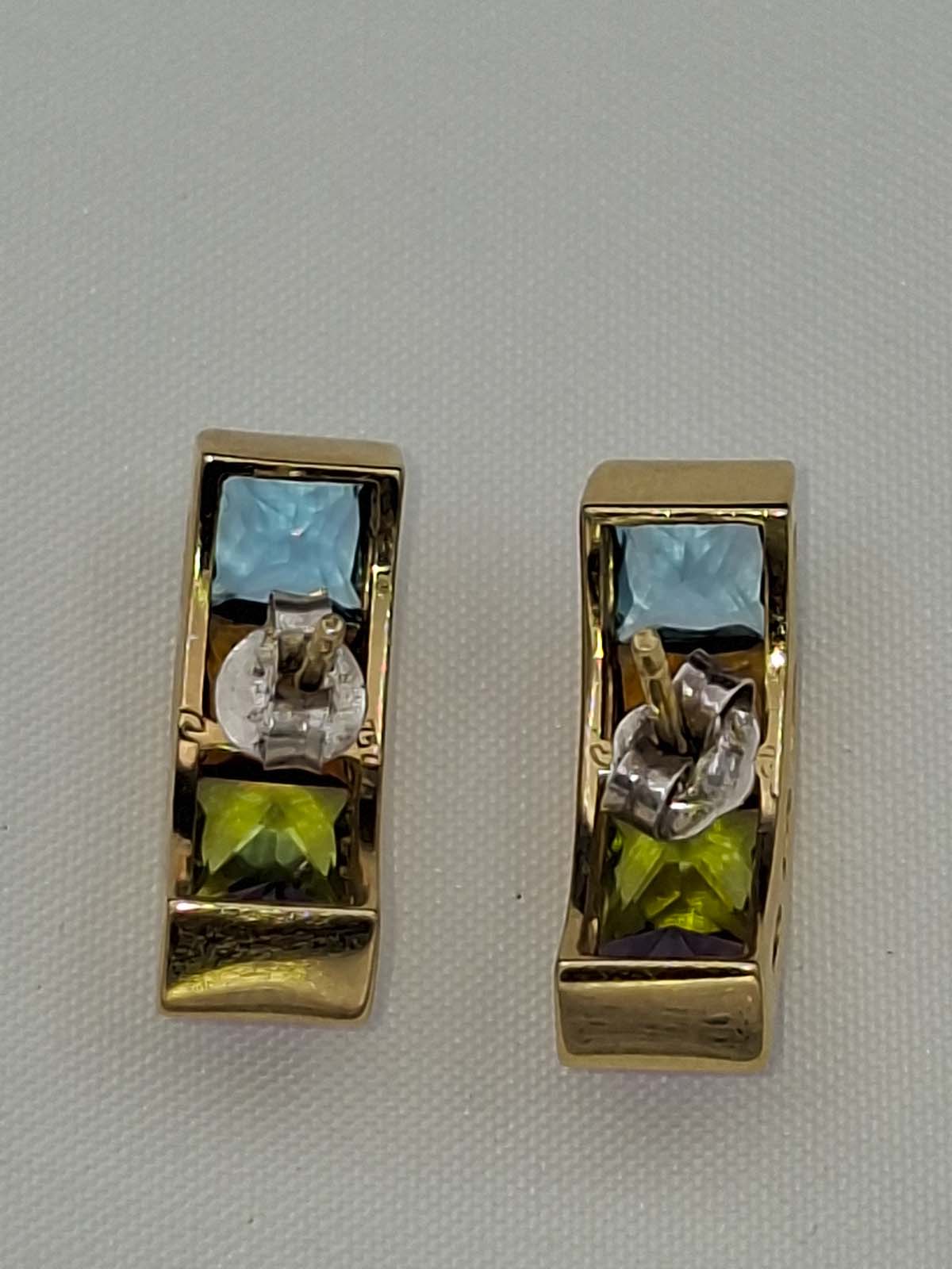 18ct Gold Multistone Stud Earrings (With Valuation) - Image 5