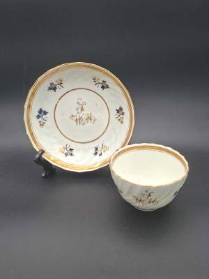 c1790s Monogrammed Tea Bowl & Saucer