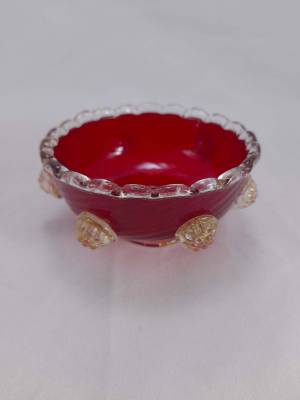 Vintage Venetian Red/Gold Art Glass Bowl