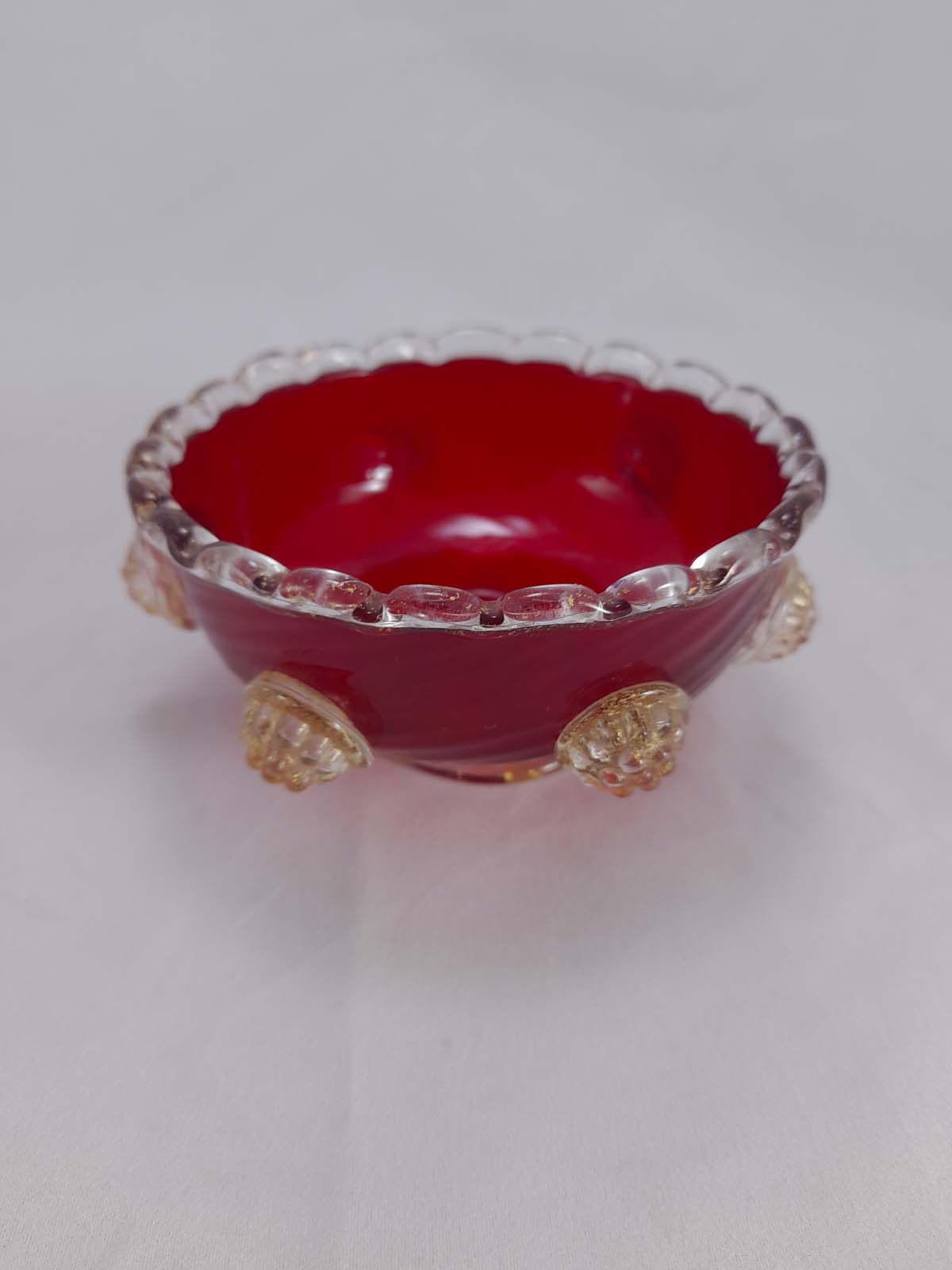 Vintage Venetian Red/Gold Art Glass Bowl