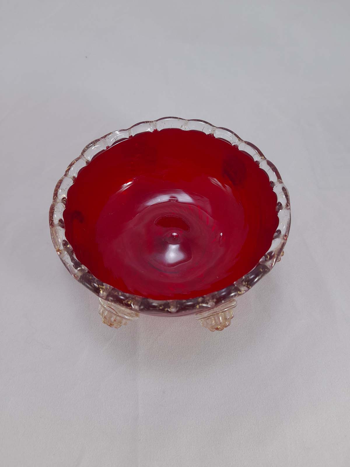 Vintage Venetian Red/Gold Art Glass Bowl - Image 2