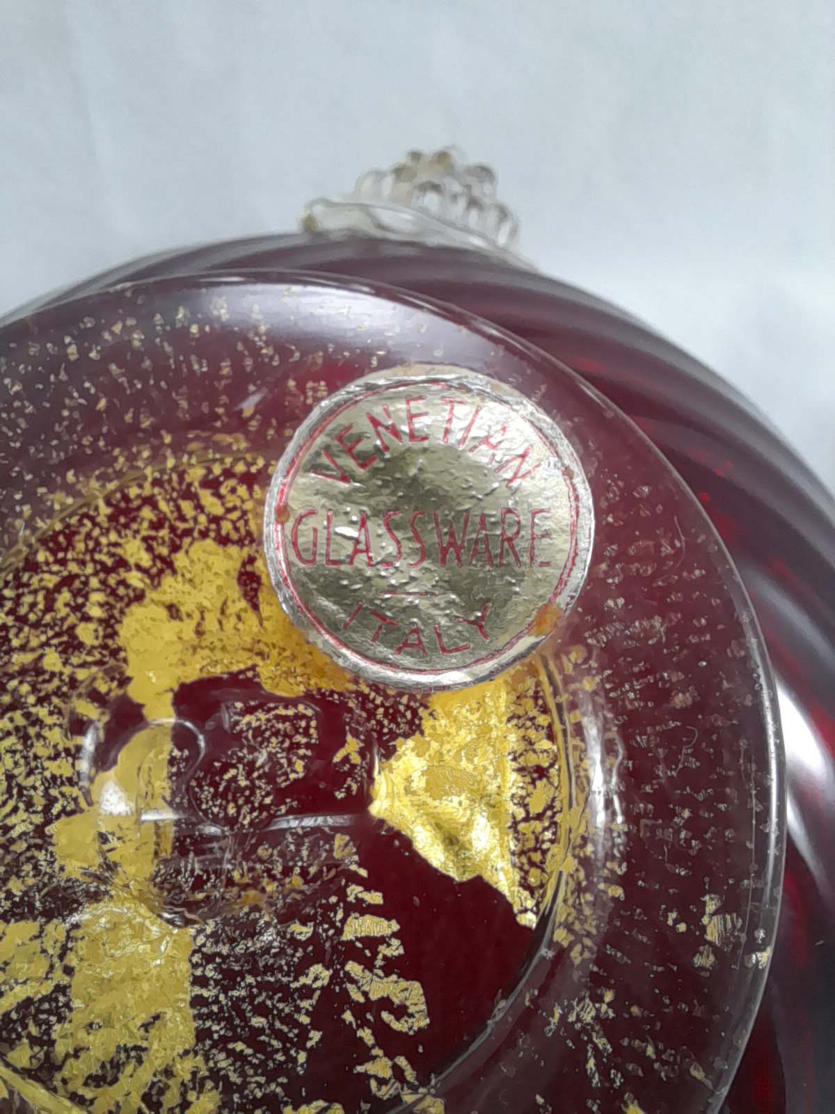 Vintage Venetian Red/Gold Art Glass Bowl - Image 4