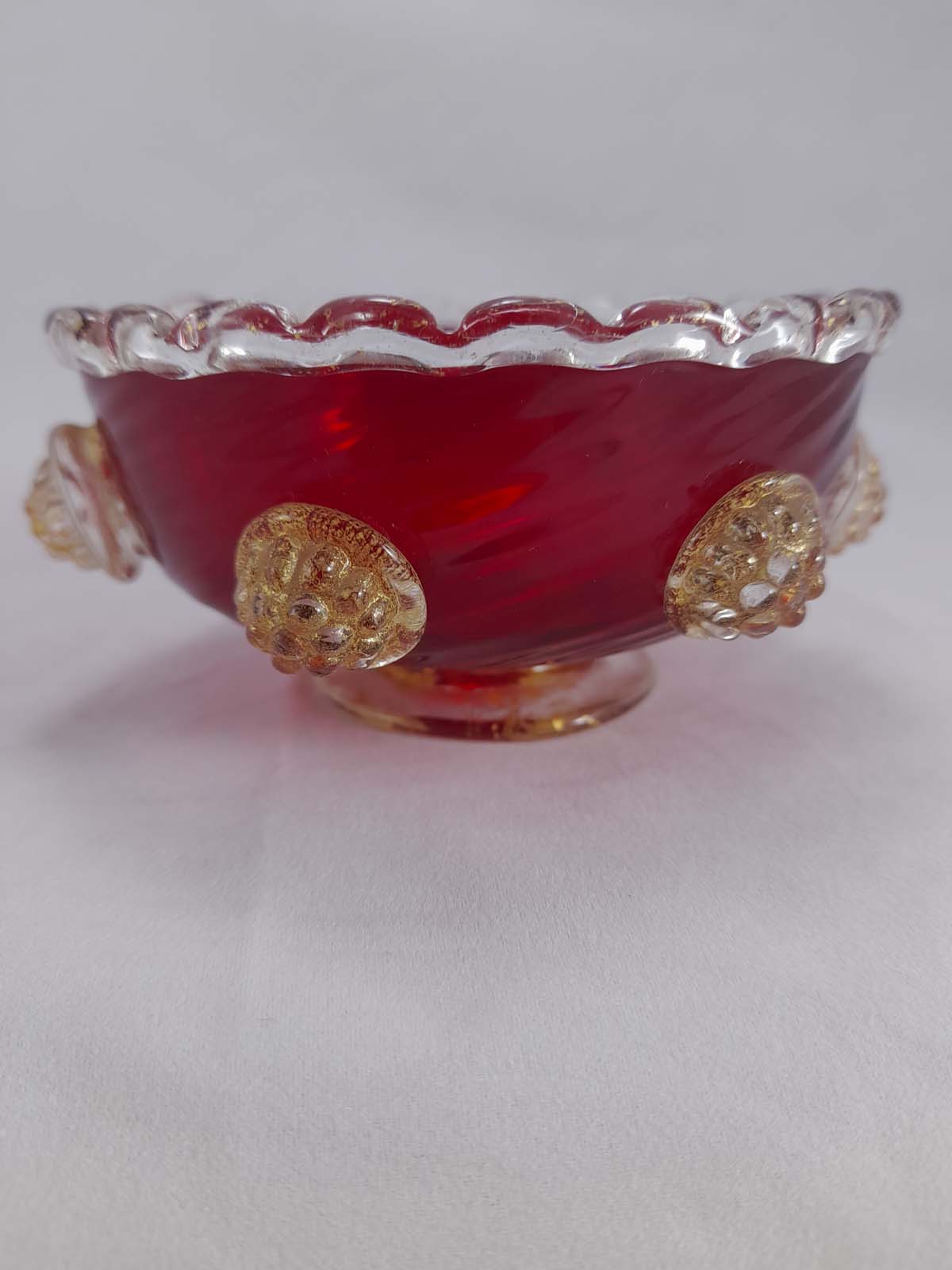 Vintage Venetian Red/Gold Art Glass Bowl - Image 6