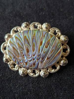 Sterling Silver & Paua (Abalone) Shell Brooch
