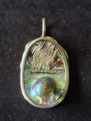 Sterling Silver & Abalone (Paua) Blister Pearl Pendant
