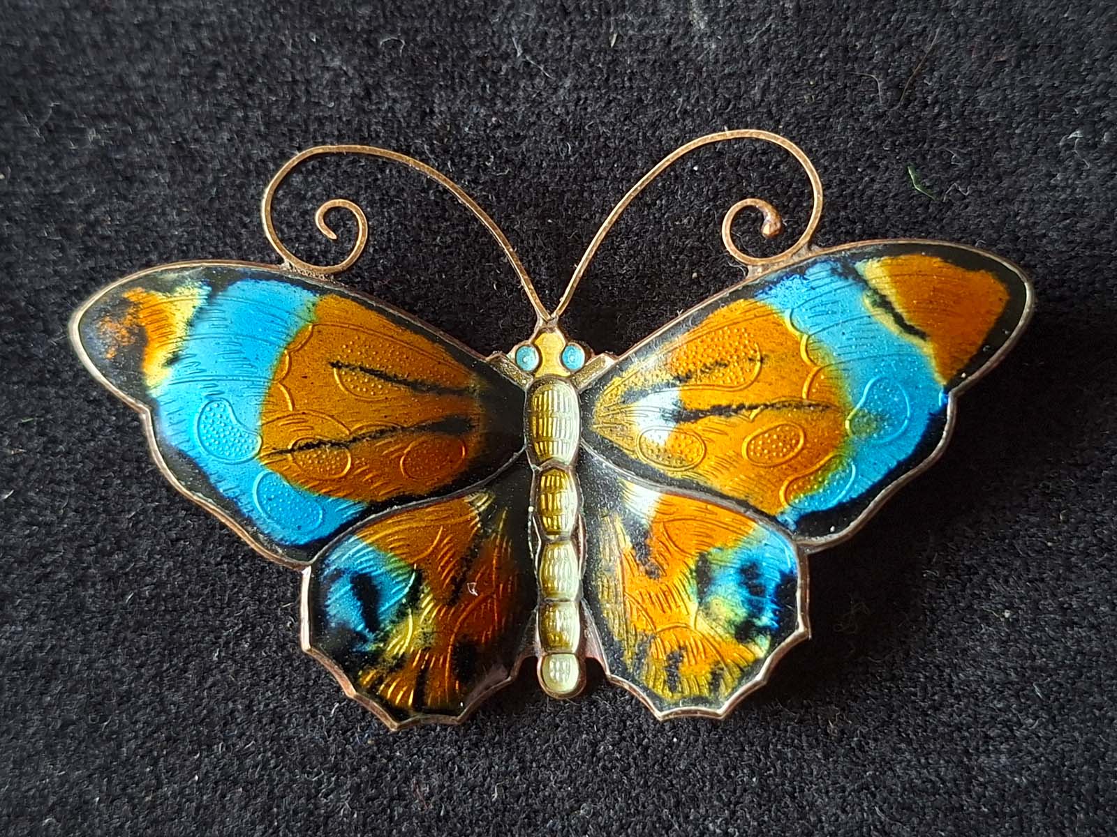 David Andersen (Norway) Sterling Silver & Enamel Butterfly Brooch