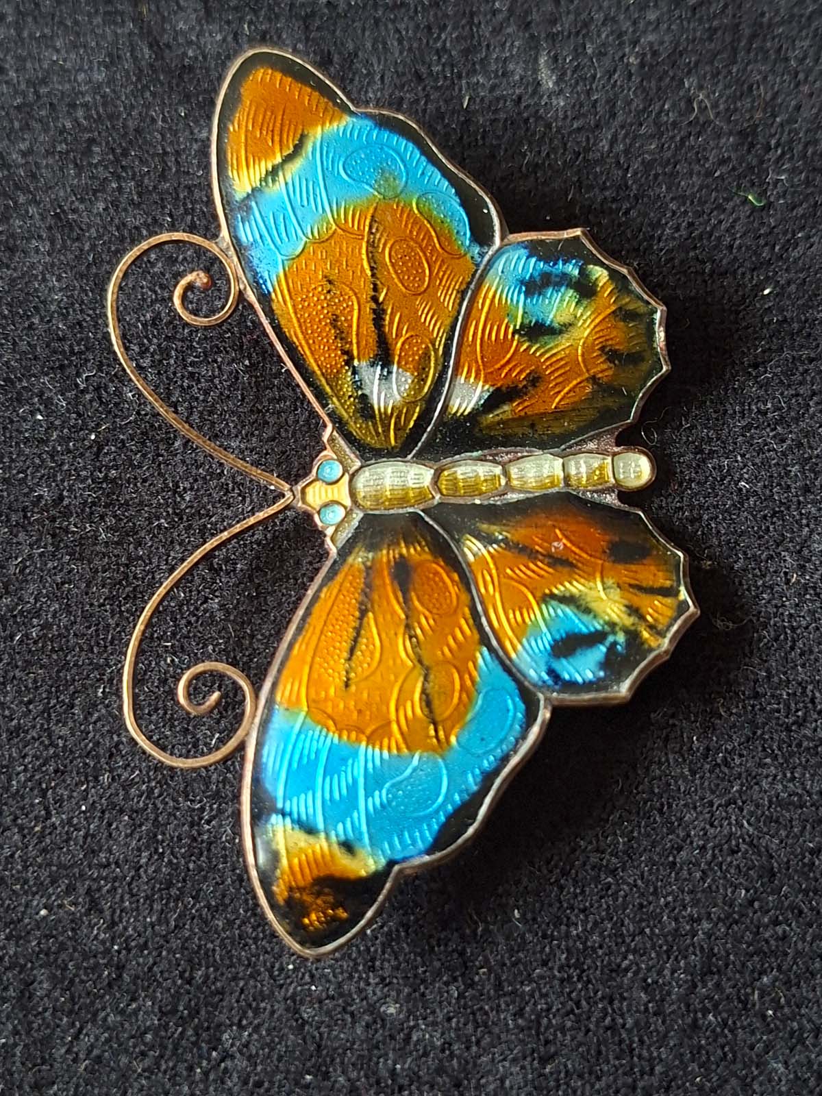 David Andersen (Norway) Sterling Silver & Enamel Butterfly Brooch - Image 2