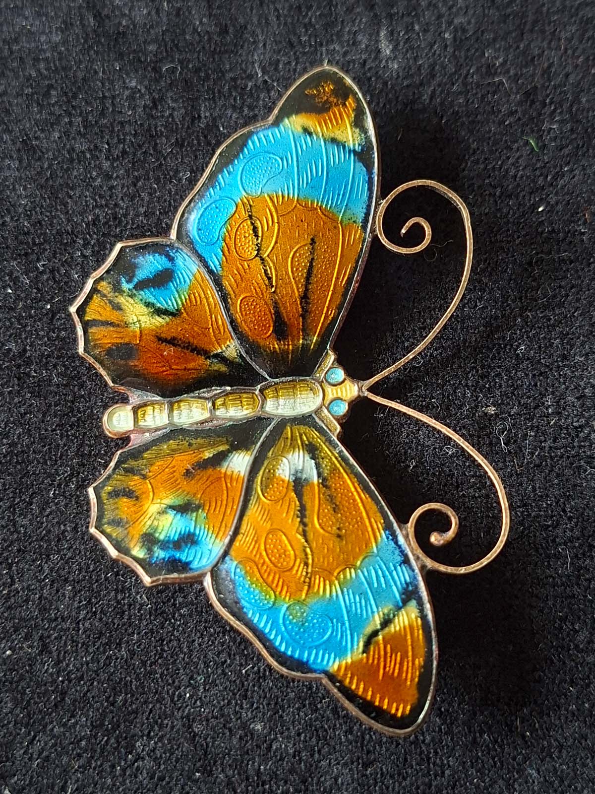 David Andersen (Norway) Sterling Silver & Enamel Butterfly Brooch - Image 4