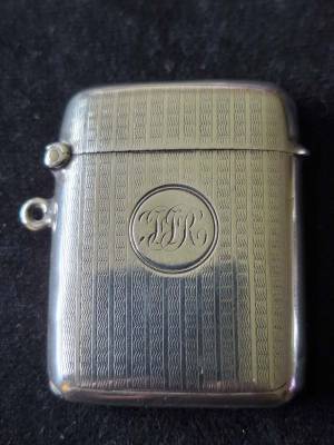 Sterling Silver Monogrammed Vesta Case Birmingham 1920