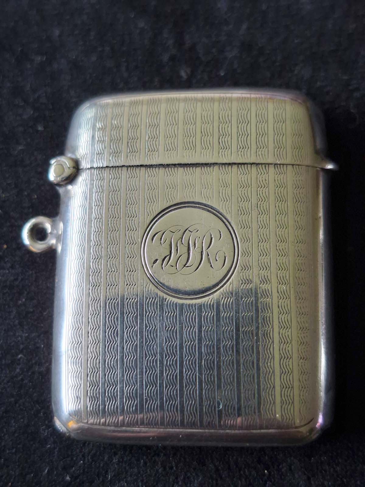 Sterling Silver Monogrammed Vesta Case Birmingham 1920