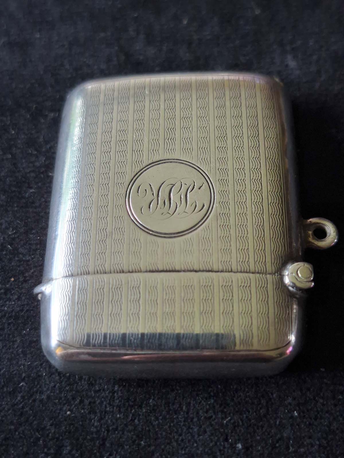 Sterling Silver Monogrammed Vesta Case Birmingham 1920 - Image 3