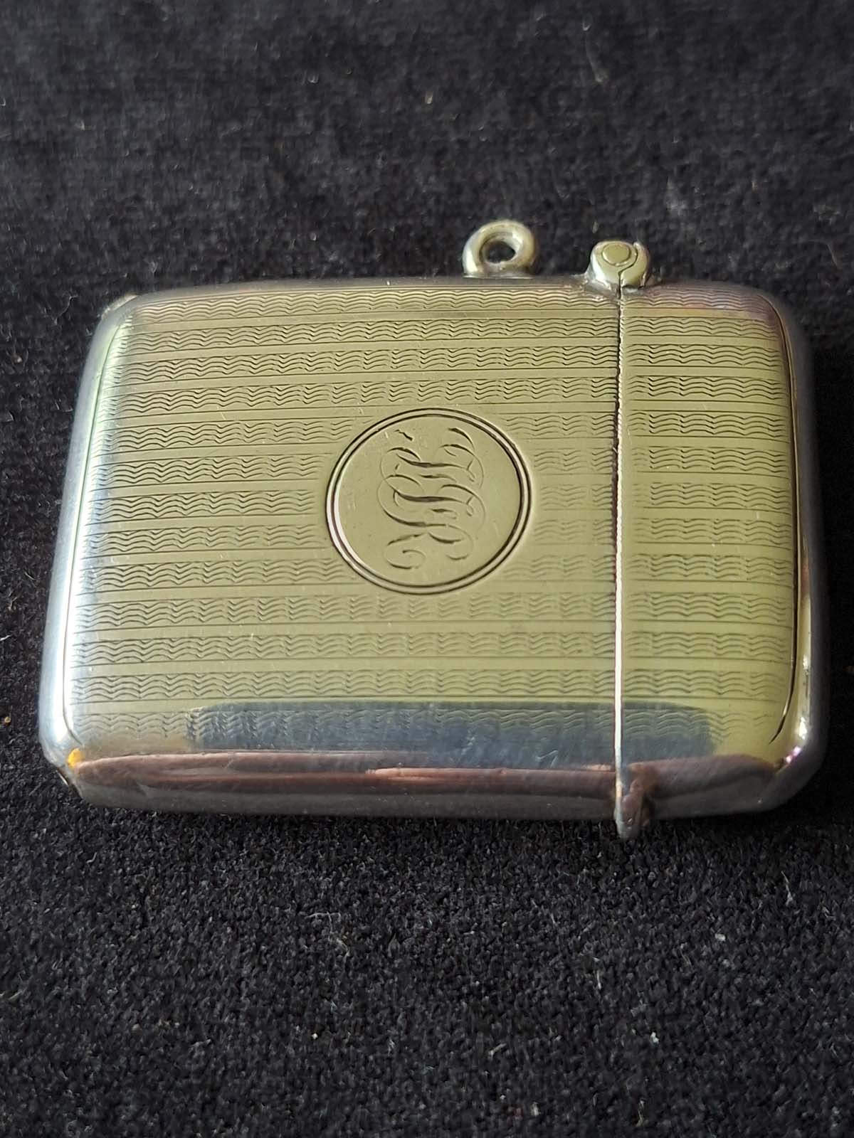 Sterling Silver Monogrammed Vesta Case Birmingham 1920 - Image 4
