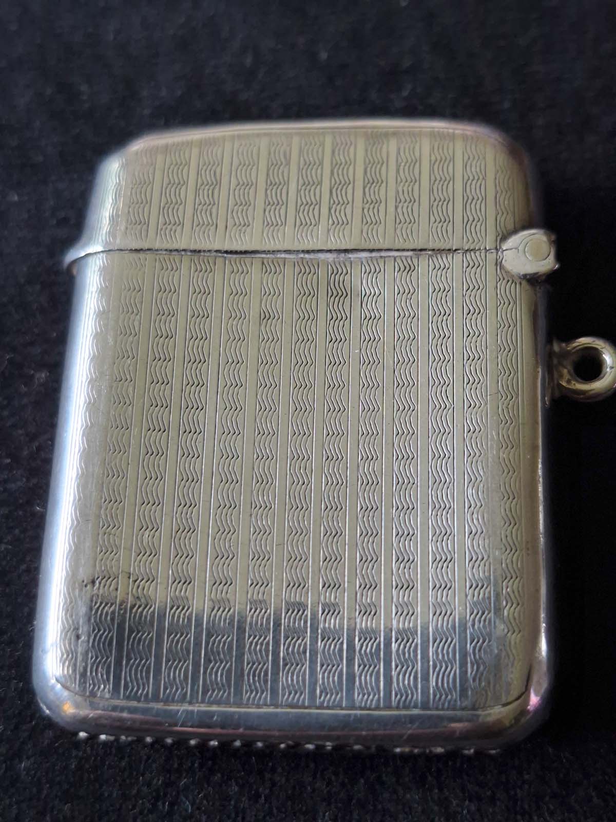 Sterling Silver Monogrammed Vesta Case Birmingham 1920 - Image 5