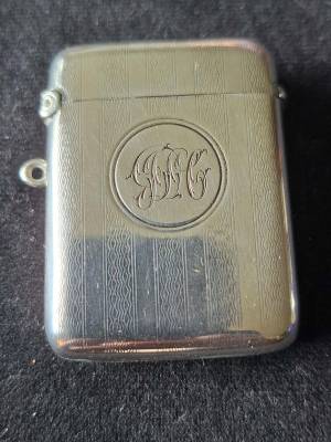 Sterling Silver Monogrammed Vesta Case Birmingham 1913