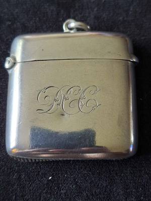 Sterling Silver Monogrammed Vesta Case Birmingham 1908