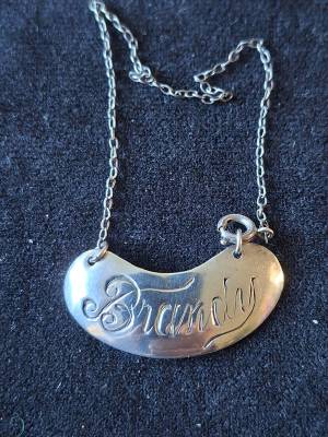 Sterling Silver Decanter Label “Brandy” Birmingham 1911