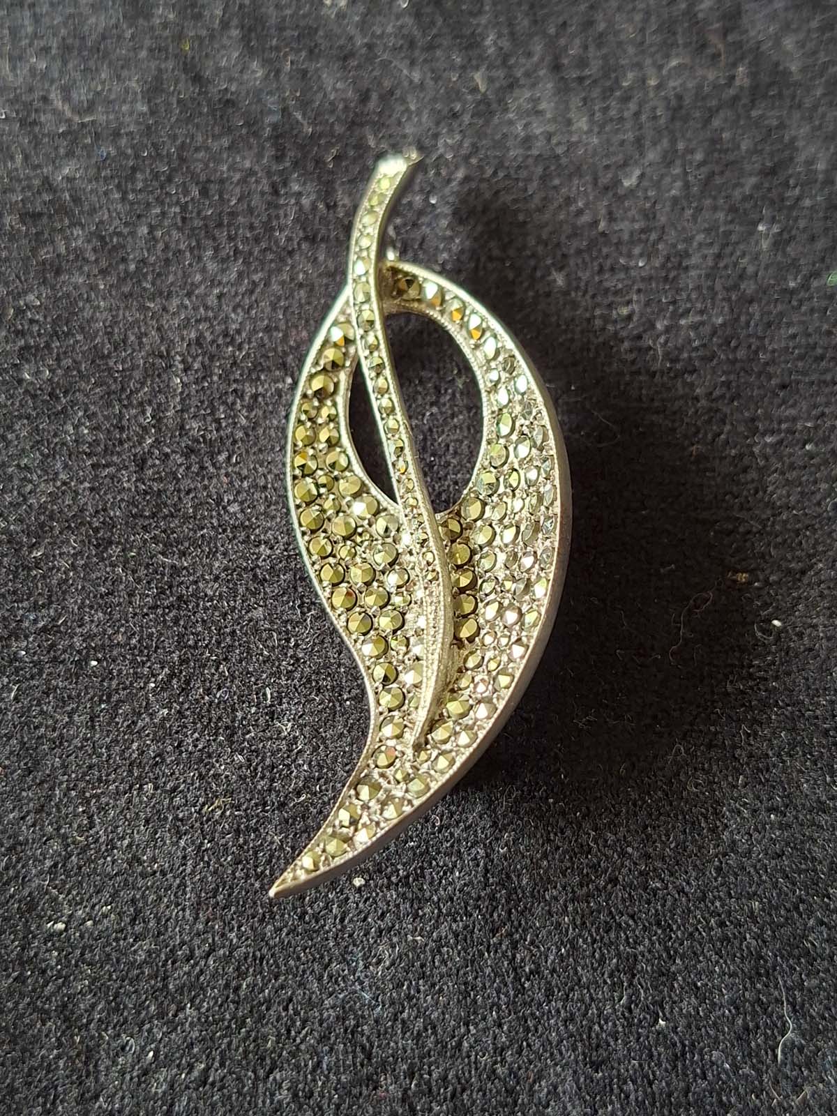 Sterling Silver Marcasite Brooch - Image 2