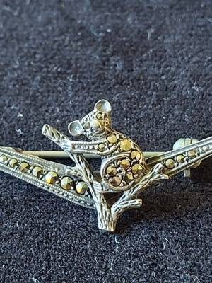 Sterling Silver & Marcasite Koala and Boomerang Brooch