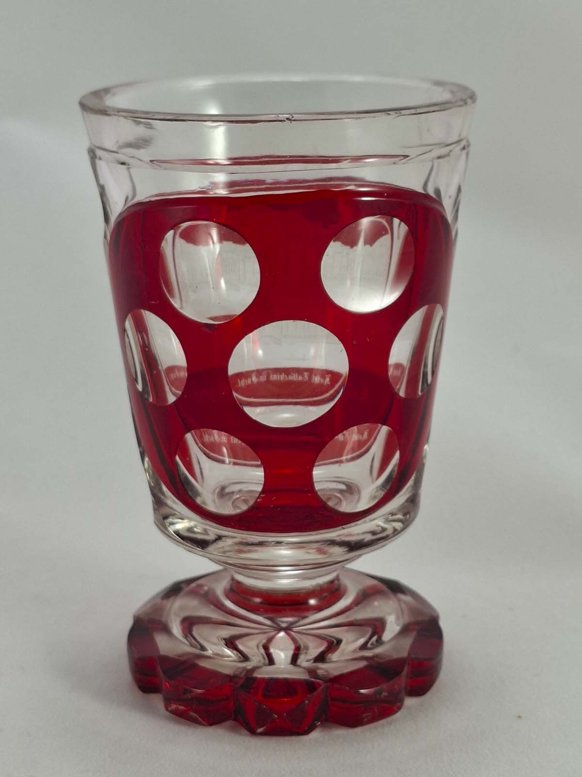 Bohemian Flashed and Engraved Glass Goblet c1860 - 1880s - Image 3