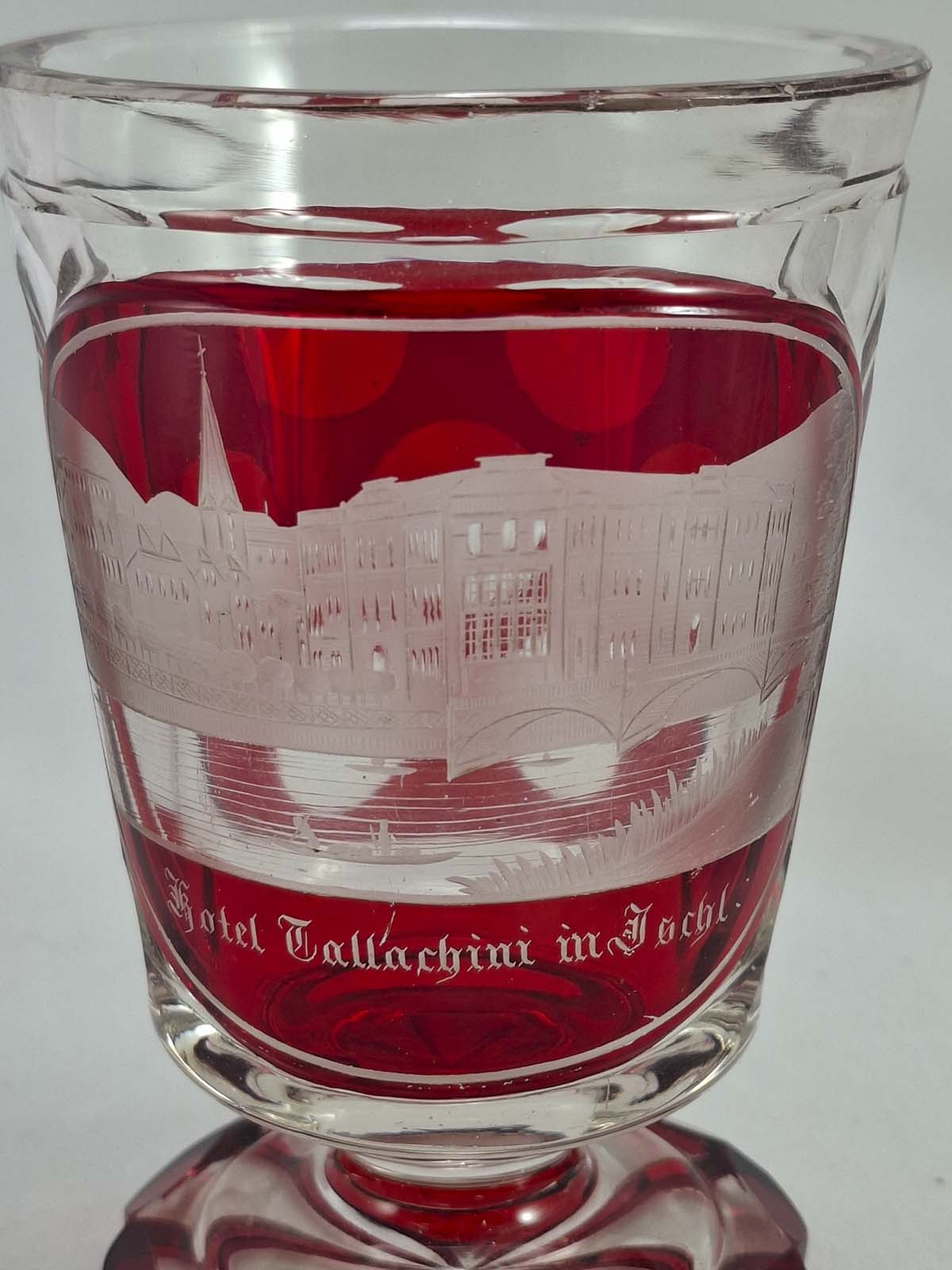 Bohemian Flashed and Engraved Glass Goblet c1860 - 1880s - Image 5