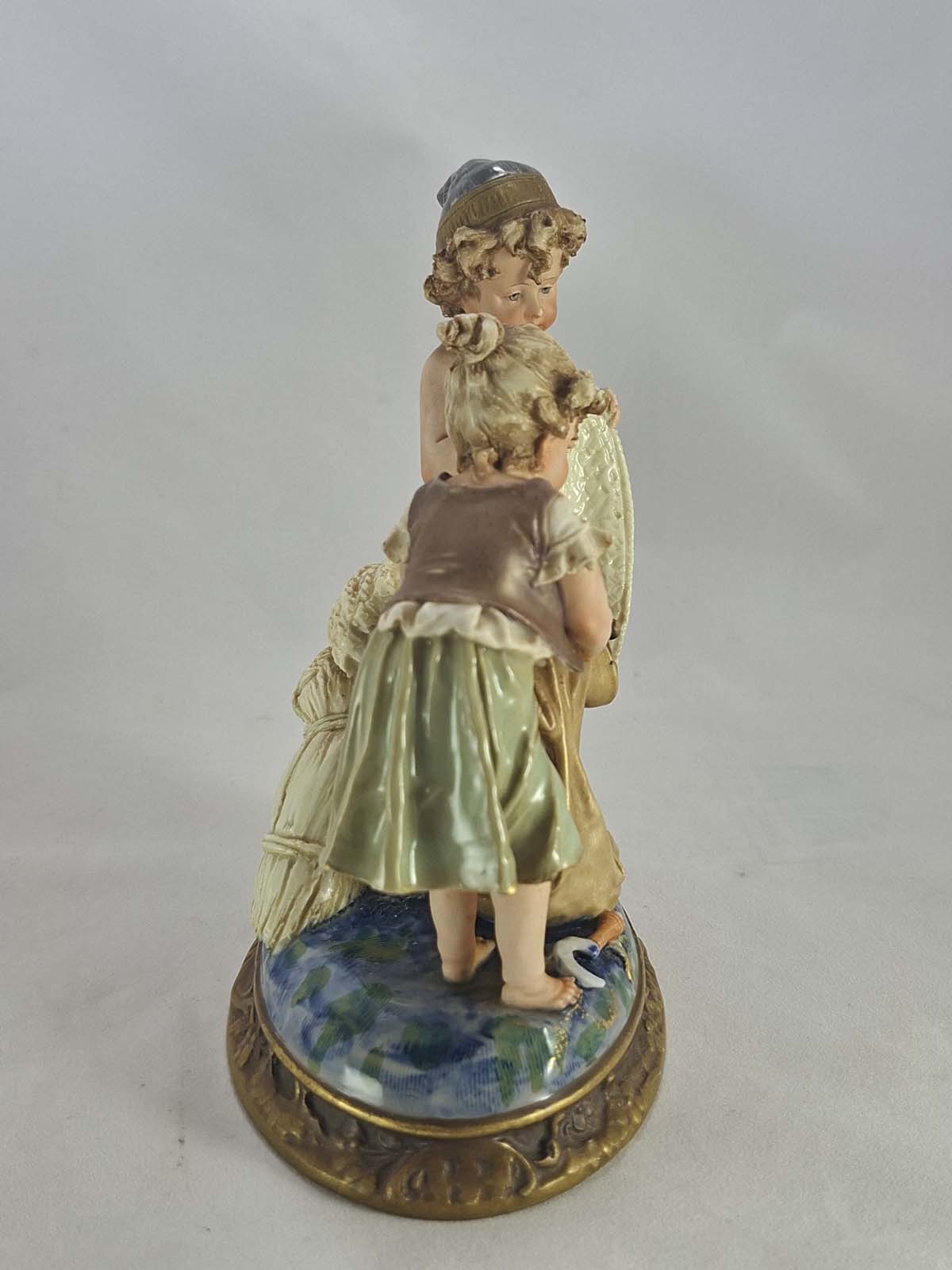 Figurine of Children Gathering Nuts by Ernst Wahliss - Image 2