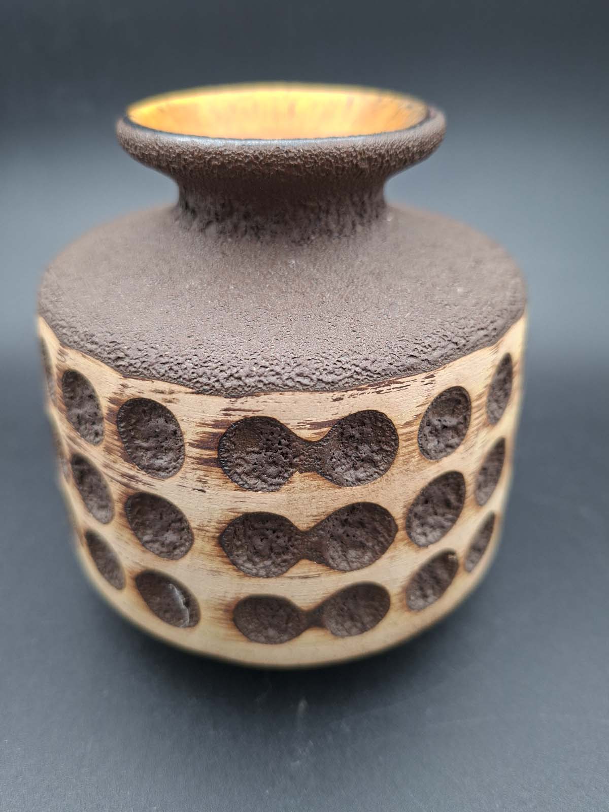 A Mid-century Vintage West German Ubelacker Fat Lava Vase - Image 2