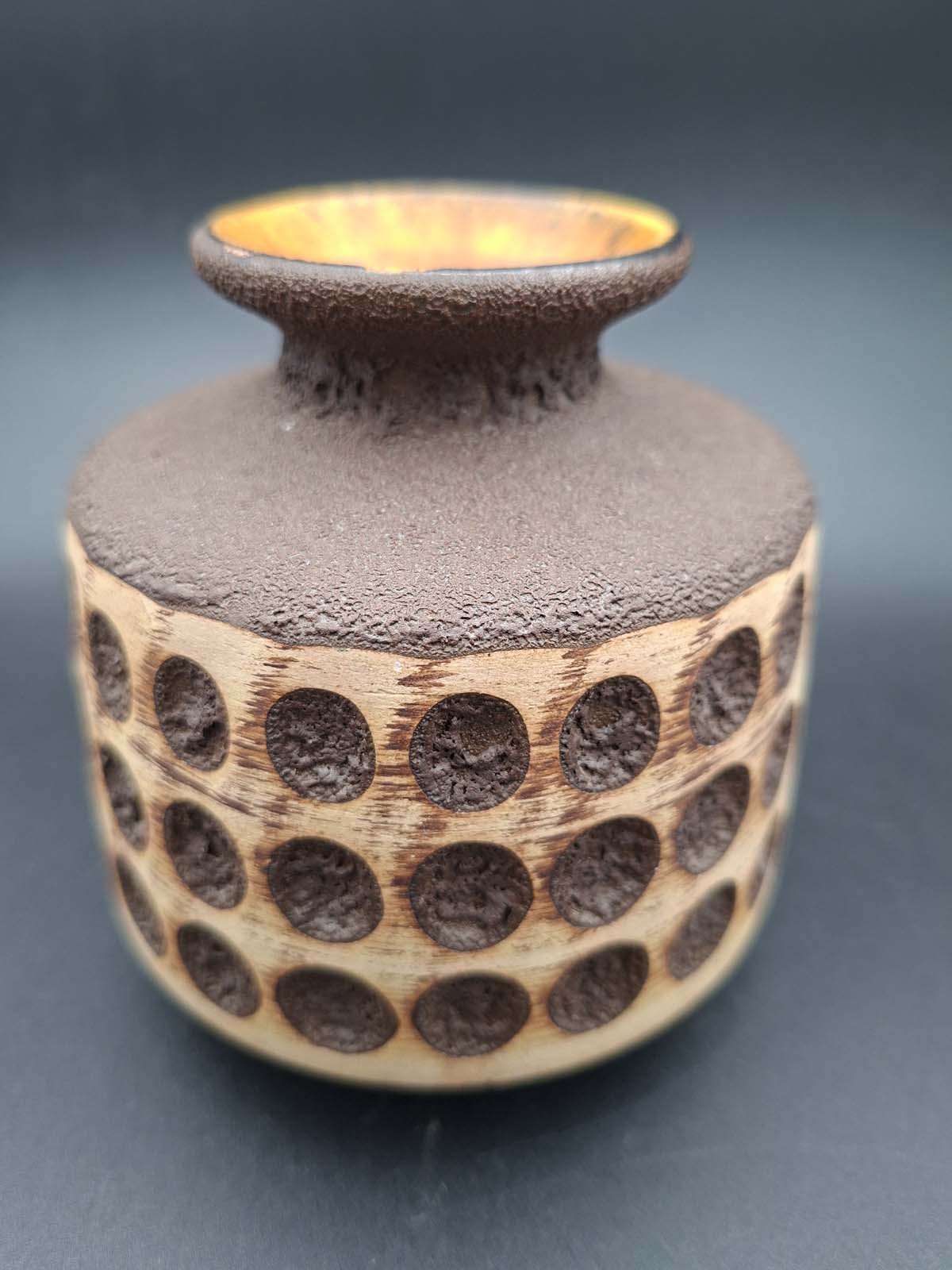 A Mid-century Vintage West German Ubelacker Fat Lava Vase - Image 3