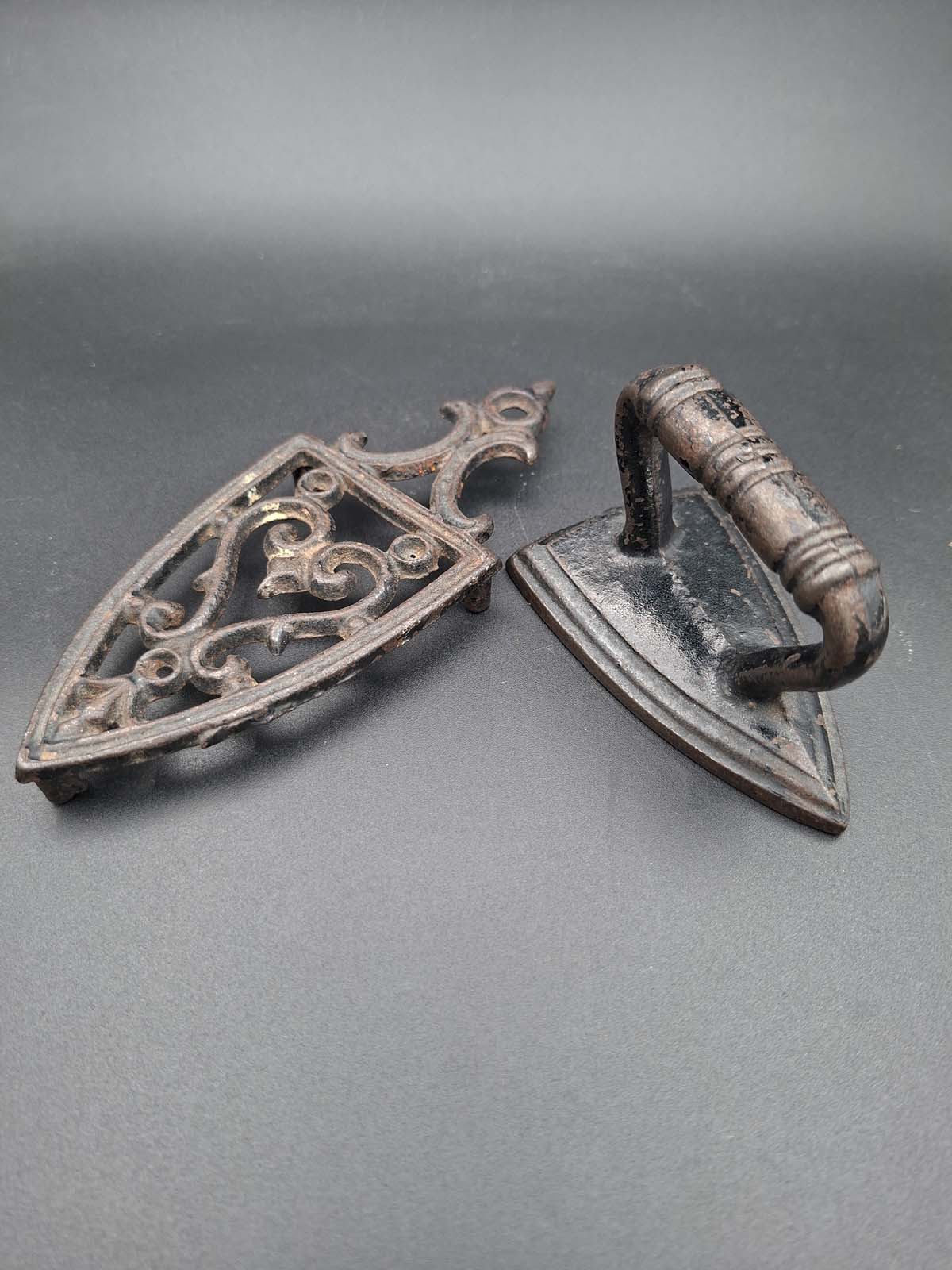 Cast Iron Miniature Sad Iron & Trivet