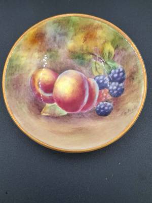 Small Royal Worcester Signed Hand Painted Fruits Bowl