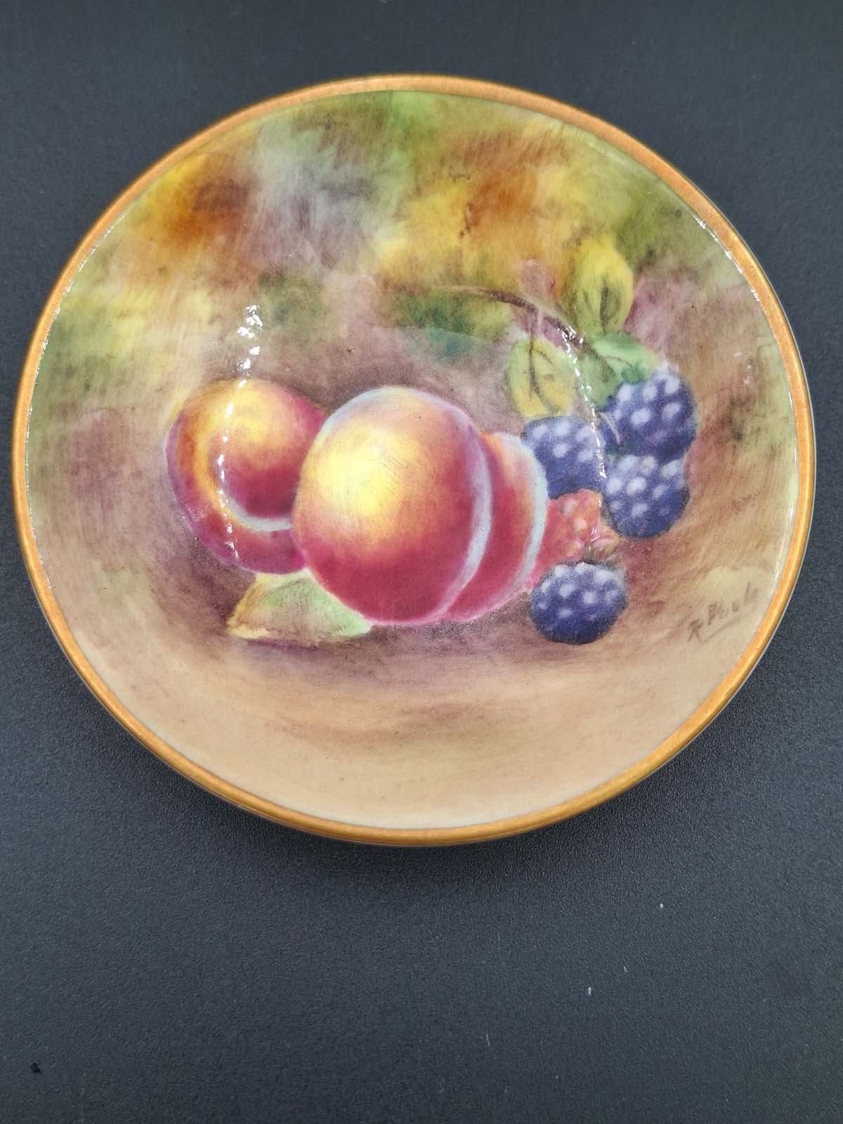 Small Royal Worcester Signed Hand Painted Fruits Bowl