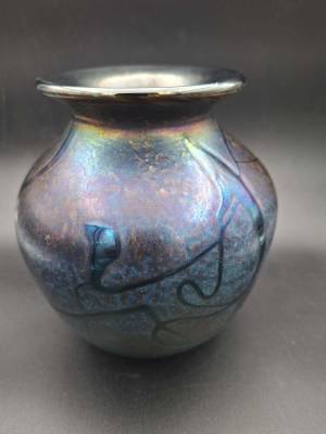Garry Nash Iridescent Glass Vase (Signed 1993)