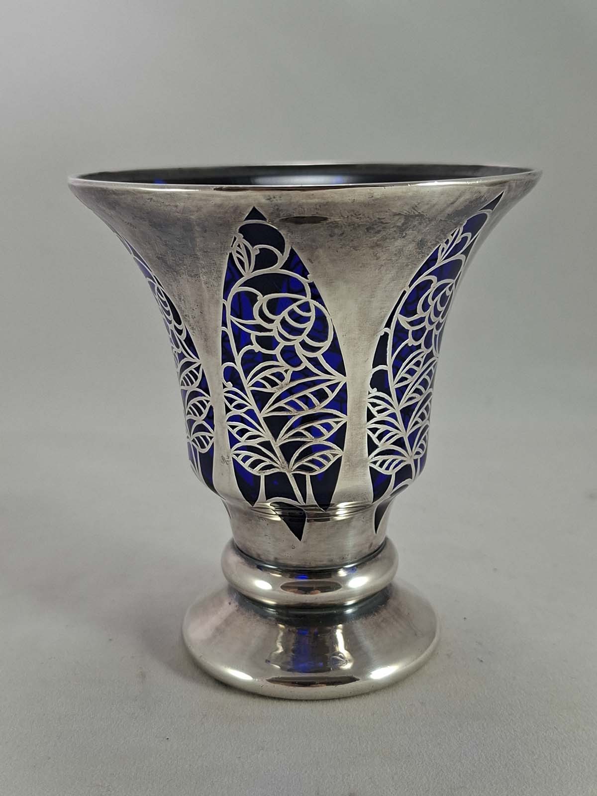 Jean Beck (Signed) Silver Overlay Vase