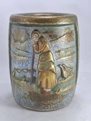 Elvir Otto Amphora Vase “Woman with Geese & Trees (Brittany Farmers)