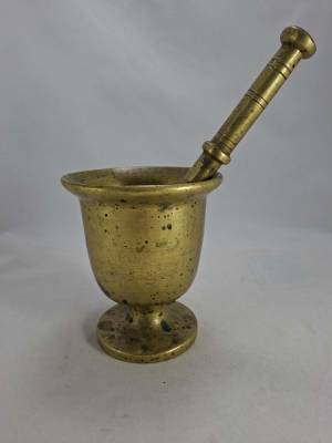 An Early Brass Mortar & Pestle