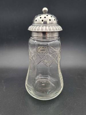 Sterling Silver Topped Cut Glass Caster 1906