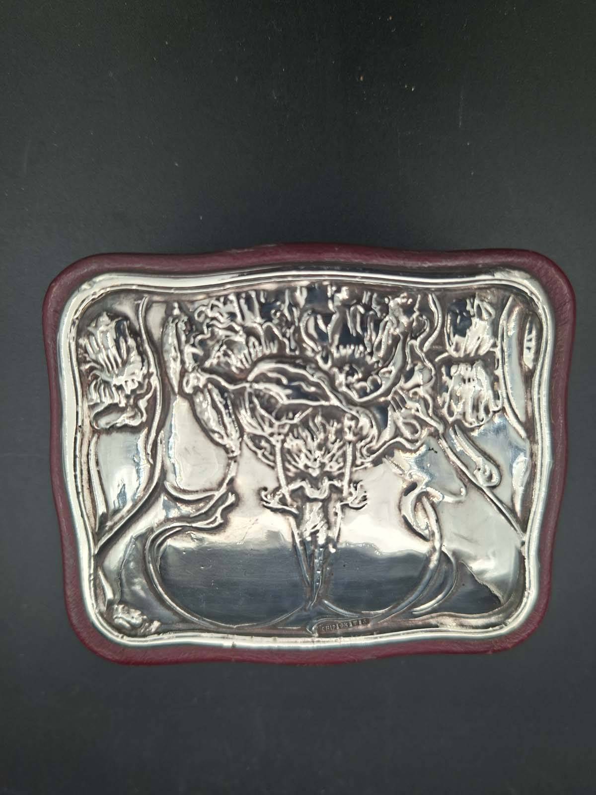 Sterling Silver & Red Leather Trinket / Jewellery Box