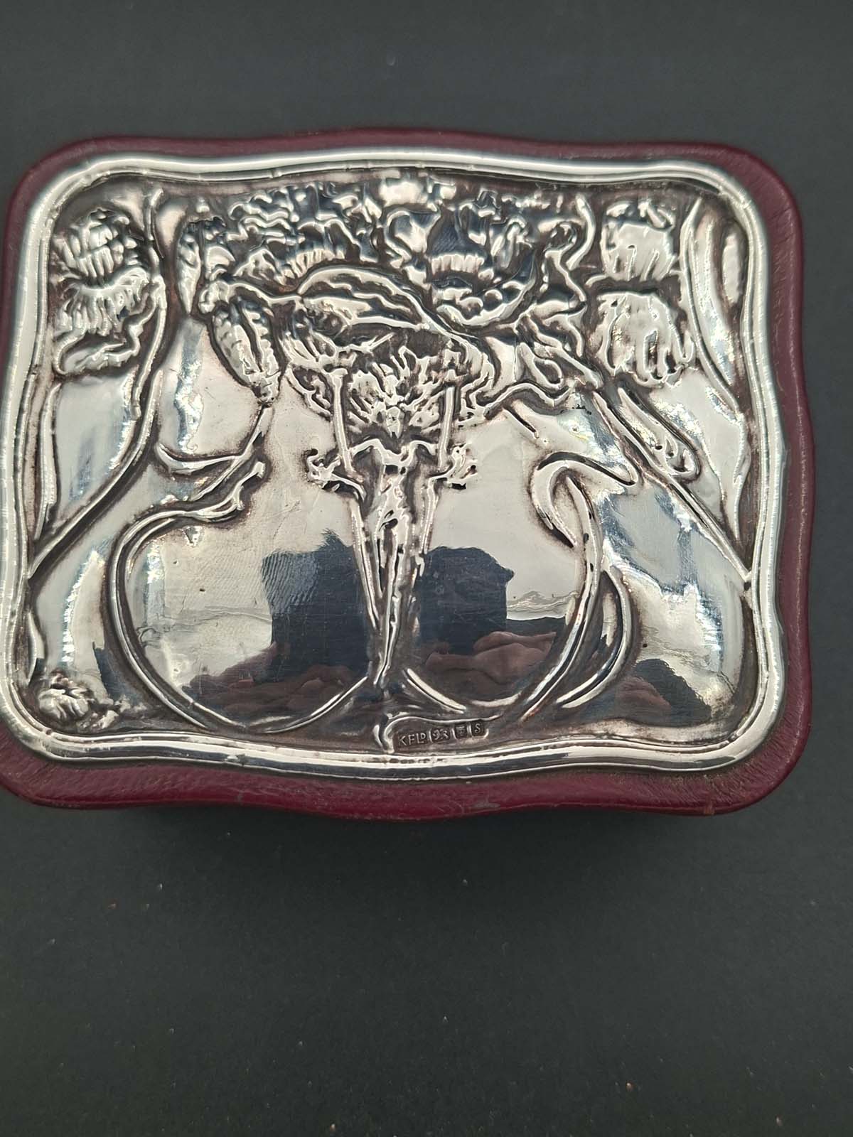 Sterling Silver & Red Leather Trinket / Jewellery Box - Image 9