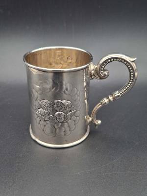 Sterling Silver Small Form Reynolds Angels Christening Mug