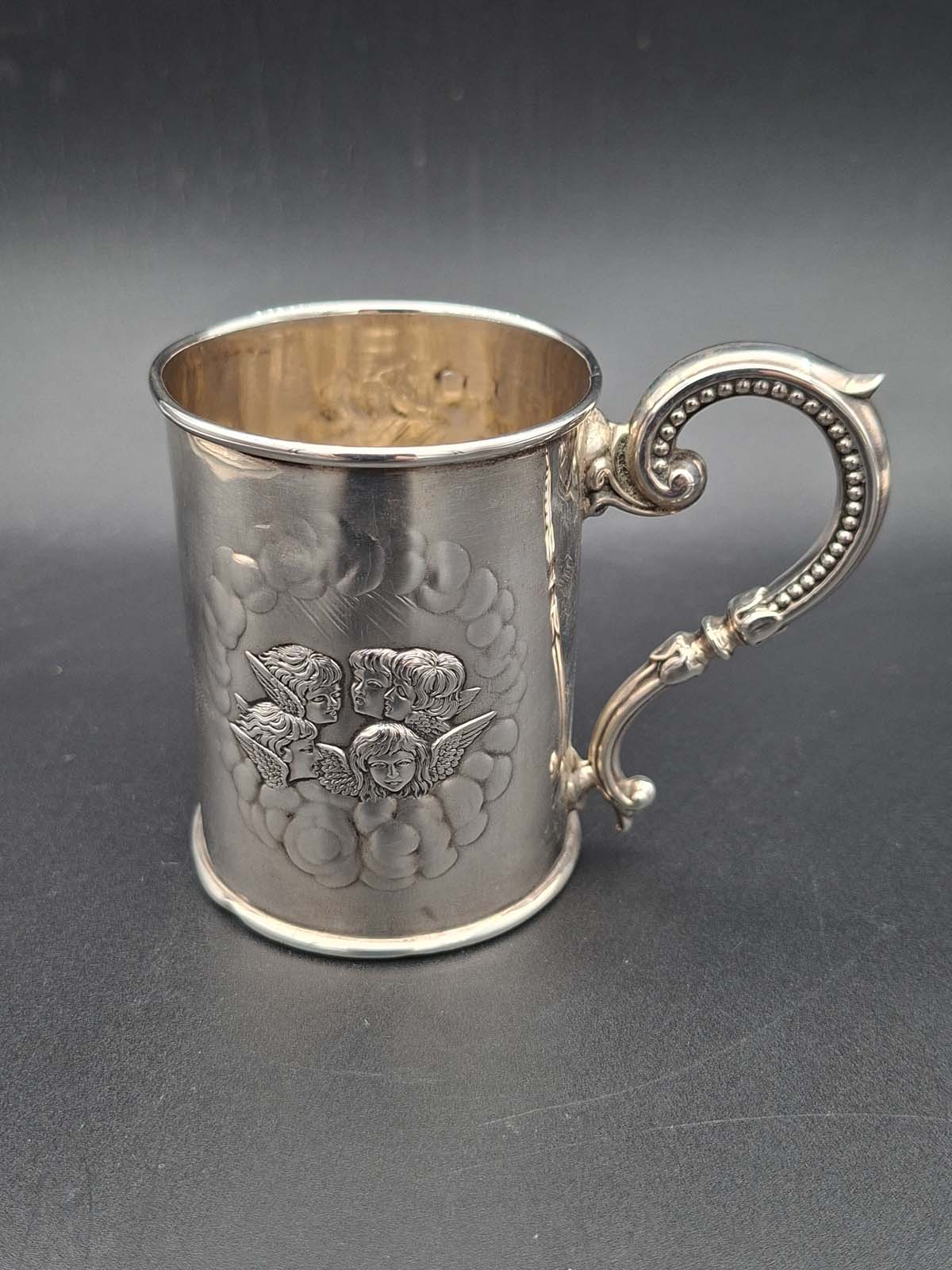 Sterling Silver Small Form Reynolds Angels Christening Mug