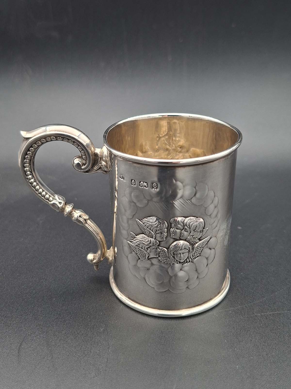 Sterling Silver Small Form Reynolds Angels Christening Mug - Image 3