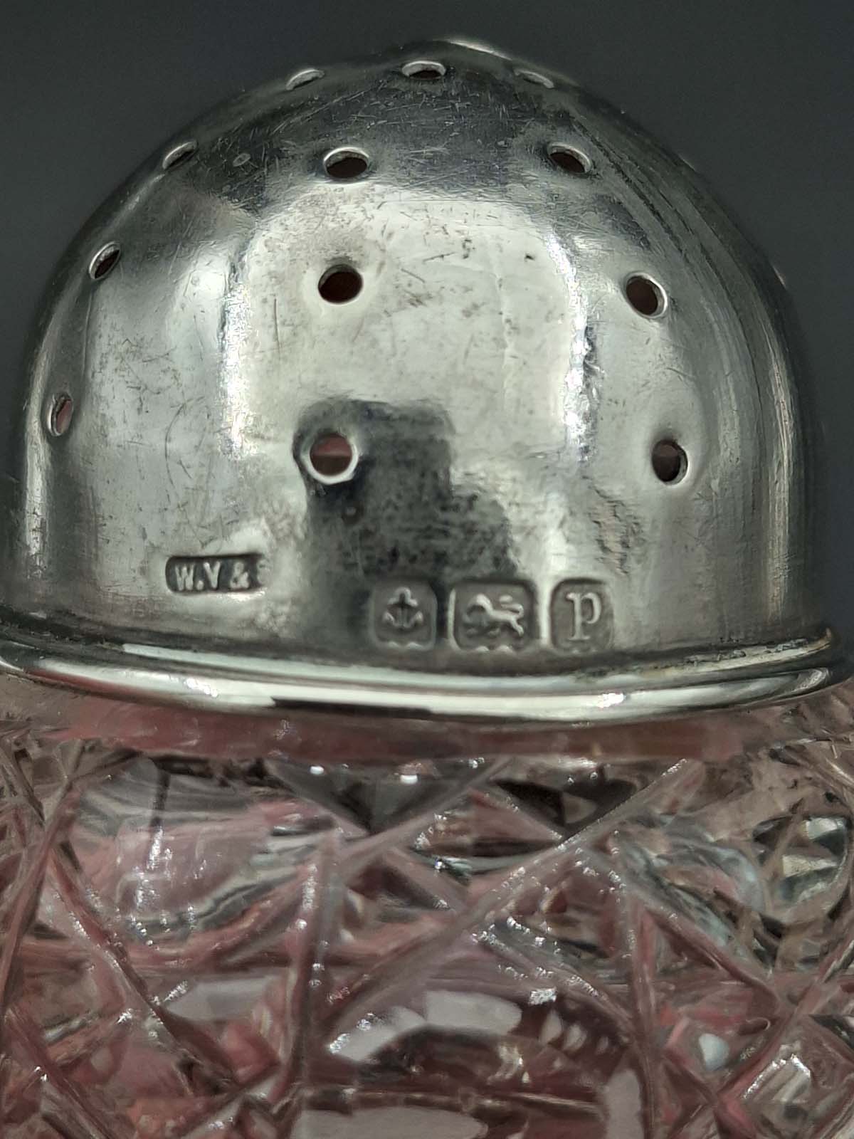 Sterling Silver Capped Cut Glass Salt & Pepper - Image 2