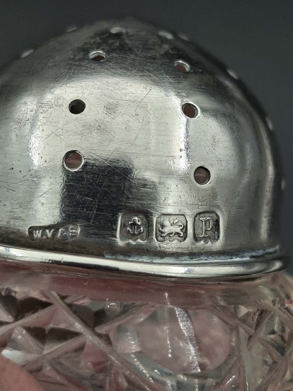 Sterling Silver Capped Cut Glass Salt & Pepper - Image 3