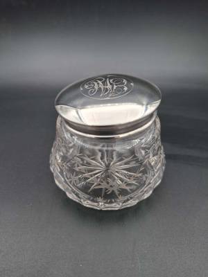 Sterling Silver Topped Etched & Faceted Jar
